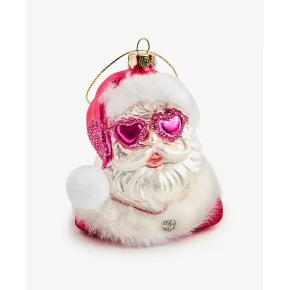 Macy’s Holiday Lane Merry Magic Pink Heart Sunglasses Santa Ornament